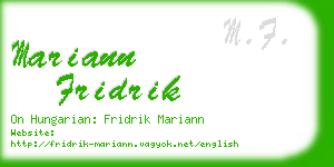 mariann fridrik business card